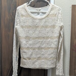 Miss Me Cream Lace Long-Sleeve Tee